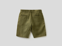 Benetton,  Bermuda Aus Reinem Leinen,  taglia 56,  Militärgrün,  Herren
