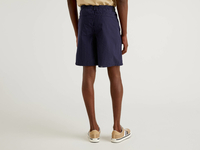 Benetton,  Bermuda Aus Reiner Baumwolle Mit Nadelstreifen,  taglia 48,  Dunkelblau,  Herren