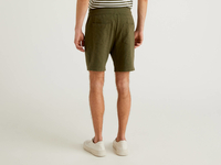 Benetton,  Bermudahose In Sweatstoff Mit Tunnelzug,  taglia L,  Militärgrün,  Herren