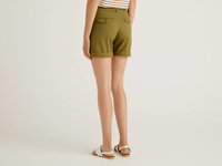 Benetton,  Bermudas Aus Stretchiger Baumwolle,  taglia 42,  Militärgrün,  Damen