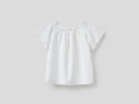 Benetton,  Bestickte Bluse Aus 100% Baumwolle,  taglia L,  Weiss,  Kinder