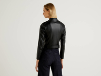 Benetton,  Bikerjacke Mit Gürtel,  taglia 42,  Schwarz,  Damen