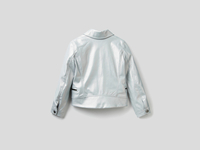 Benetton,  Bikerjacke,  taglia L,  Silber,  Kinder