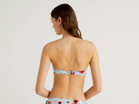 Benetton,  Bikini-bandeau Mit Blumen Und Schleife,  taglia L,  Hellblau,  Damen