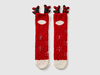 Benetton,  Jacquard-socken Aus Chenille,  taglia OS,  Rot,  Damen