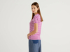 Benetton Online exclusive,  Gestreiftes T-shirt Mit Rundhals,  taglia XL,  Pflaume,  Damen