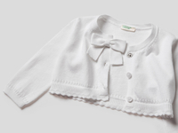 Benetton Online exclusive,  Kurze Strickjacke Mit Masche,  taglia 90,  Weiss,  Kinder
