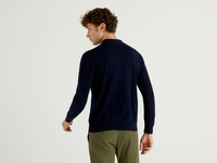 Benetton Online exclusive,  Polo In Einer Mischung Aus Baumwolle Und Cashmere,  taglia XL,  Dunkelblau,  Herren