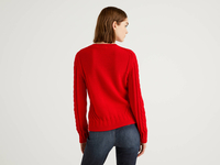Benetton Online exclusive,  Pullover Aus 100% Baumwolle Mit Besonderer Verarbeitung,  taglia S,  Rot,  Damen