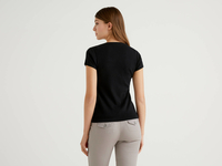 Benetton Online exclusive,  Pullover Aus 100% Baumwolle Mit Kurzen Ärmeln,  taglia M,  Schwarz,  Damen