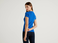Benetton Online exclusive,  Pullover Aus 100% Baumwolle Mit Kurzen Ärmeln,  taglia M,  Verkehrsblau,  Damen