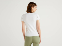Benetton Online exclusive,  Pullover Aus 100% Baumwolle Mit Kurzen Ärmeln,  taglia M,  Weiss,  Damen