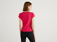 Benetton Online exclusive,  Pullover Aus 100% Baumwolle Mit Kurzen Ärmeln,  taglia M,  Zyklame,  Damen