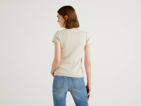 Benetton Online exclusive,  Pullover Aus 100% Baumwolle Mit Kurzen Ärmeln,  taglia S,  Beige,  Damen