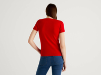Benetton Online exclusive,  Pullover Aus 100% Baumwolle Mit Kurzen Ärmeln,  taglia S,  Rot,  Damen
