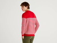 Benetton Online exclusive,  Pullover Aus 100% Baumwolle Mit Rundhals Und Streifenmuster,  taglia XL,  Rot,  Herren