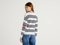 Benetton Online exclusive,  Pullover Aus 100% Baumwolle Mit Streifen Und Intarsienarbeiten,  taglia S,  Bunt,  Damen