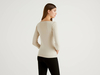 Benetton Online exclusive,  Pullover Aus 100% Baumwolle Mit U-boot-ausschnitt,  taglia M,  Beige,  Damen