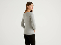 Benetton Online exclusive,  Pullover Aus 100% Baumwolle Mit U-boot-ausschnitt,  taglia XL,  Grau,  Damen