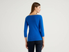 Benetton Online exclusive,  Pullover Aus 100% Baumwolle Mit U-boot-ausschnitt,  taglia XL,  Verkehrsblau,  Damen