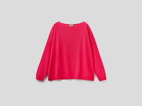 Benetton Online exclusive,  Pullover Aus Baumwolle Mit Rundausschnitt,  taglia L,  Zyklame,  Damen
