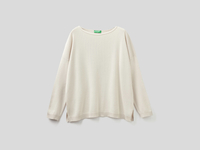 Benetton Online exclusive,  Pullover Aus Baumwolle Mit Rundausschnitt,  taglia M,  Beige,  Damen