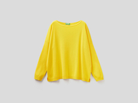 Benetton Online exclusive,  Pullover Aus Baumwolle Mit Rundausschnitt,  taglia M,  Gelb,  Damen