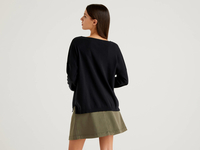 Benetton Online exclusive,  Pullover Aus Baumwolle Mit Rundausschnitt,  taglia M,  Schwarz,  Damen