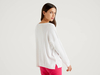 Benetton Online exclusive,  Pullover Aus Baumwolle Mit Rundausschnitt,  taglia M,  Weiss,  Damen