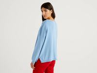 Benetton Online exclusive,  Pullover Aus Baumwolle Mit Rundausschnitt,  taglia S,  Blassblau,  Damen