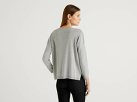 Benetton Online exclusive,  Pullover Aus Baumwolle Mit Rundausschnitt,  taglia S,  Grau,  Damen
