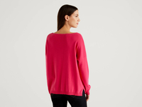 Benetton Online exclusive,  Pullover Aus Baumwolle Mit Rundausschnitt,  taglia S,  Zyklame,  Damen