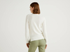 Benetton Online exclusive,  Pullover Aus Baumwolle Mit Verarbeitung Im Flechtmuster,  taglia L,  Cremeweiss,  Damen