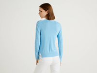 Benetton Online exclusive,  Pullover Aus Baumwolle Mit Verarbeitung Im Flechtmuster,  taglia M,  Blassblau,  Damen