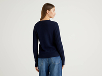 Benetton Online exclusive,  Pullover Aus Baumwolle Mit Verarbeitung Im Flechtmuster,  taglia XS,  Dunkelblau,  Damen