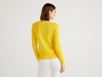 Benetton Online exclusive,  Pullover Aus Baumwolle Mit Verarbeitung Im Flechtmuster,  taglia XS,  Gelb,  Damen