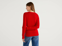 Benetton Online exclusive,  Pullover Aus Baumwolle Mit Verarbeitung Im Flechtmuster,  taglia XS,  Rot,  Damen