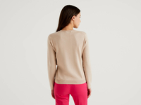 Benetton Online exclusive,  Pullover Aus Einer Cashmeremischung,  taglia L,  Beige,  Damen