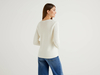 Benetton Online exclusive,  Pullover Aus Reiner Baumwolle Mit Flechtmuster,  taglia L,  Cremeweiss,  Damen
