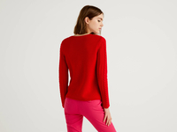 Benetton Online exclusive,  Pullover Aus Reiner Baumwolle Mit Flechtmuster,  taglia XS,  Rot,  Damen