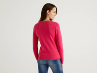 Benetton Online exclusive,  Pullover Aus Reiner Baumwolle Mit Rundausschnitt,  taglia L,  Zyklame,  Damen