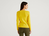 Benetton Online exclusive,  Pullover Aus Reiner Baumwolle Mit Rundausschnitt,  taglia M,  Gelb,  Damen