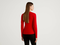 Benetton Online exclusive,  Pullover Aus Reiner Baumwolle Mit Rundausschnitt,  taglia M,  Rot,  Damen