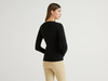 Benetton Online exclusive,  Pullover Aus Reiner Baumwolle Mit Rundausschnitt,  taglia M,  Schwarz,  Damen