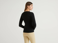 Benetton Online exclusive,  Pullover Aus Reiner Baumwolle Mit Rundausschnitt,  taglia M,  Schwarz,  Damen
