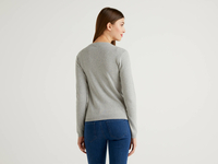 Benetton Online exclusive,  Pullover Aus Reiner Baumwolle Mit Rundausschnitt,  taglia S,  Grau,  Damen