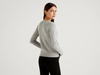 Benetton Online exclusive,  Pullover Aus Reiner Baumwolle Mit V-ausschnitt,  taglia L,  Grau,  Damen