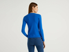 Benetton Online exclusive,  Pullover Aus Reiner Baumwolle Mit V-ausschnitt,  taglia M,  Verkehrsblau,  Damen