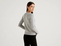 Benetton Online exclusive,  Pullover Aus Reiner Baumwolle Mit V-ausschnitt,  taglia XS,  Grau,  Damen
