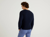 Benetton Online exclusive,  Pullover In Einer Mischung Aus Baumwolle Und Leinen Mit Rippenmuster,  taglia S,  Dunkelblau,  Herren